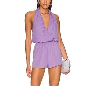 Superdown- NWT Lilac Emma Purple Halter Top Shorts Romper